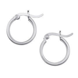 Silverly 925 Silver Small Hoops - Chunky Flat Tube Hoop Earrings for Women 17 mm - 925 Silver Jewellery Ladies Gifts - Saddleback Modern Classic Design