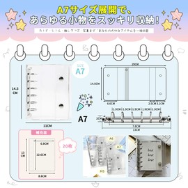 SONGSONG Transparent Girl 5 Hole Clear Binder, Removable Seal, Sticker Notebook, Binder, Clear Binder, Small Organizer, Push Selling Goods (Transparent, A7 Size, 5.7 x 4.3 inches (14.5 x 11 cm)
