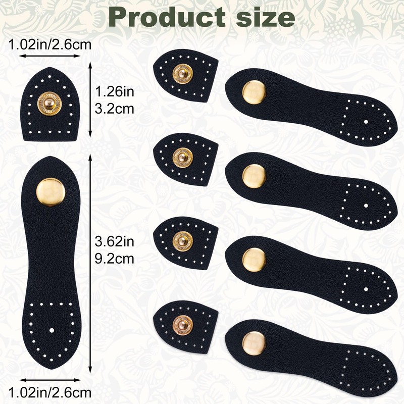 Joez Wonderful 8 Sets Leather Snap Buckles Snap Button Closure,