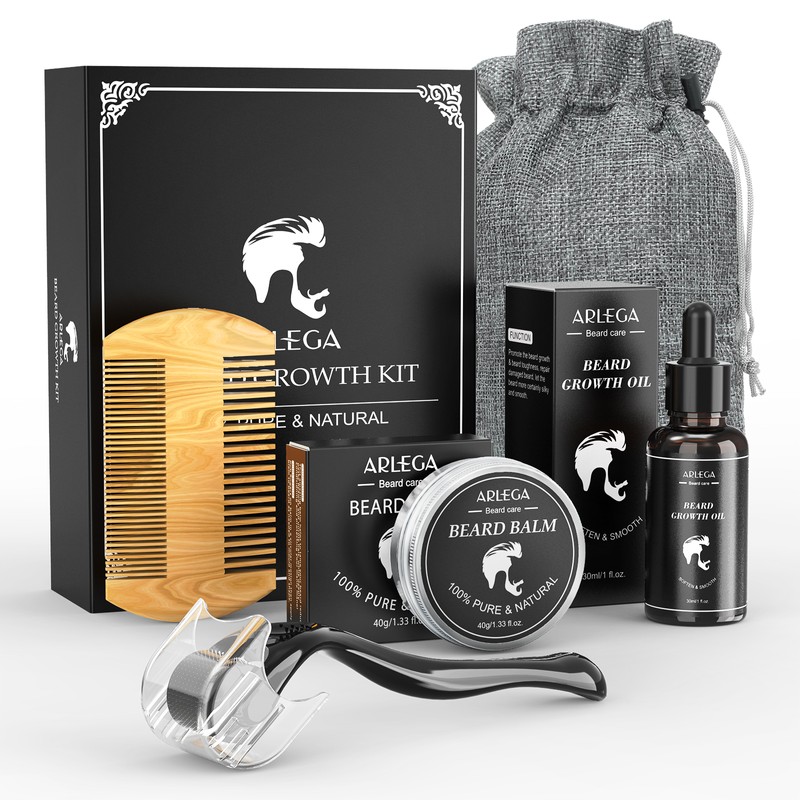Arlega 5 In 1 Beard Growth Kit, Beard Oil, Beard