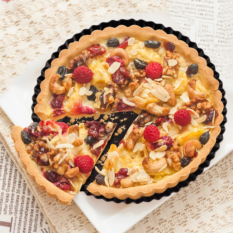 Quiche Pan,24cm/9.5in Flan Tins with Loose Base,Flan Case Tin Removable