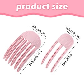 2PCS Wind Shaping Styling Combs for Fluffy Bangs,No-Trace Curly Hair Root Lifting Clip, Volume Volumizer Tool for Women (Pink)