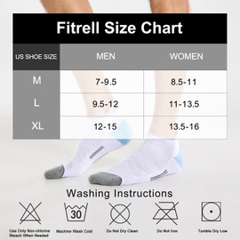 FITRELL 6 Pack Ankle Running Socks for Men and Women Low Cut Cushioned No Show Athletic Sports Compression, Shoe Size 7-9, White Sky