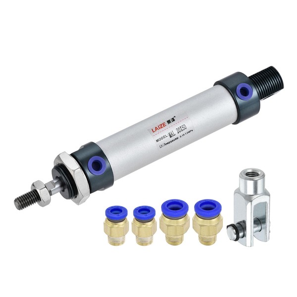 uxcell MAL 20x50 Pneumatic Air Cylinder with Y Connector and Quick Fitting for Automatic Equipment 20mm Bore 50mm Stroke