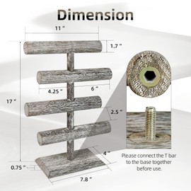 LadyRosian 4 Tier Wooden Display Jewelry Accessory Stand Jewelry Bracelet Holder Bangle Watch Necklace Storage Jewelry Holder Stand Display Organizer, (Antique White-4 layers)