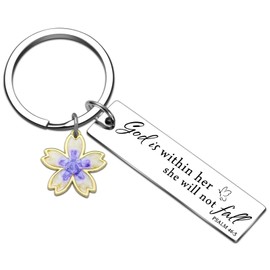 ICHRATI Christian Gifts for Women Religious Best Inspirational Baptism First Communion Gift for Girls Womens Adults Meaningful Jesus Catholic Scripture Bible Verse Psalm 46:5 Faith Keychain