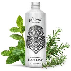 Alpine Provisions Natural & Organic Body Wash with Rosemary & Mint – Moisturizing Body Wash with Aloe Vera, Coconut Oil & Essential Oils – Vegan, Sulfate-Free, Plastic-Free – 16.9 fl oz