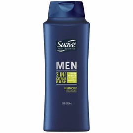 Suave Men 3-in-1 Shampoo Conditioner Body Wash for Gentle Cleansing and Conditioning Rush Mens Shampoo 3 in 1 Formula with Keratin and Glycerin, Citrus, 28 Fl Oz