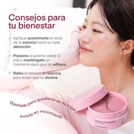 Terez  Honor Parche Coreano de Hidrogel con Péptidos y Colágeno - 60 Mascarillas Reafirmantes, Iluminadoras e Hidratantes para Ojos - Ojeras, Bolsas, 