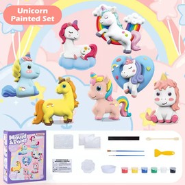 Kit de Pintura para Niños y Manualidades, Kit de Pintura de Yeso, Pintura de tus propios DDinosaurios espaciales y Figuras de Vida Marina, Kit de Pintura de Cerámica para Niños, Niñas (Unicorn)