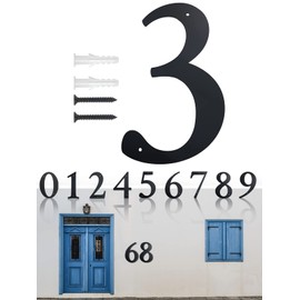 Modern Extra Large House Number, Solid Steel in Black, Fine Structure, Powder Coated, Height 28 cm, DIY Address Numbers for Home, Gate, Building - Number 3