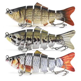 HADORAM Lure Slow Sinking Glide Bait with Fur Tail Lifelike Fishing Tackle for Trout Shad Bass Musky (3.9in-3Pcs)