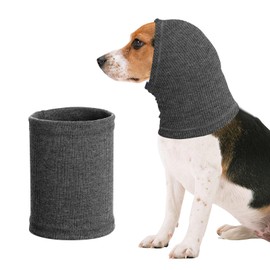 2 Pieces Headband Quiet Ears for Dogs, Knitted Dog Ear Cover Muffs Noise Protection, Thickened Calming Hats Wrap for Pet Cats Grooming Bathing Scarf (Gray, M)