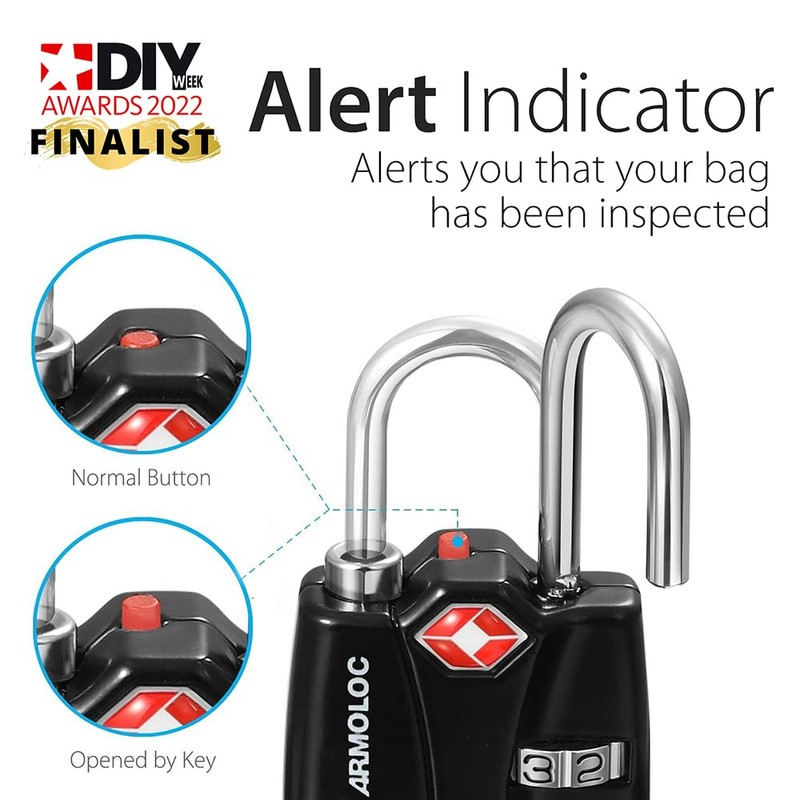 Dekton DT71055 30MM TSA Accepted Combination Padlock, Black