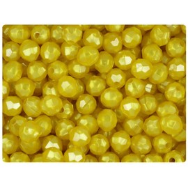 BeadTin Yellow Pearl 8mm Faceted Round Plastic Craft Beads (450pcs)