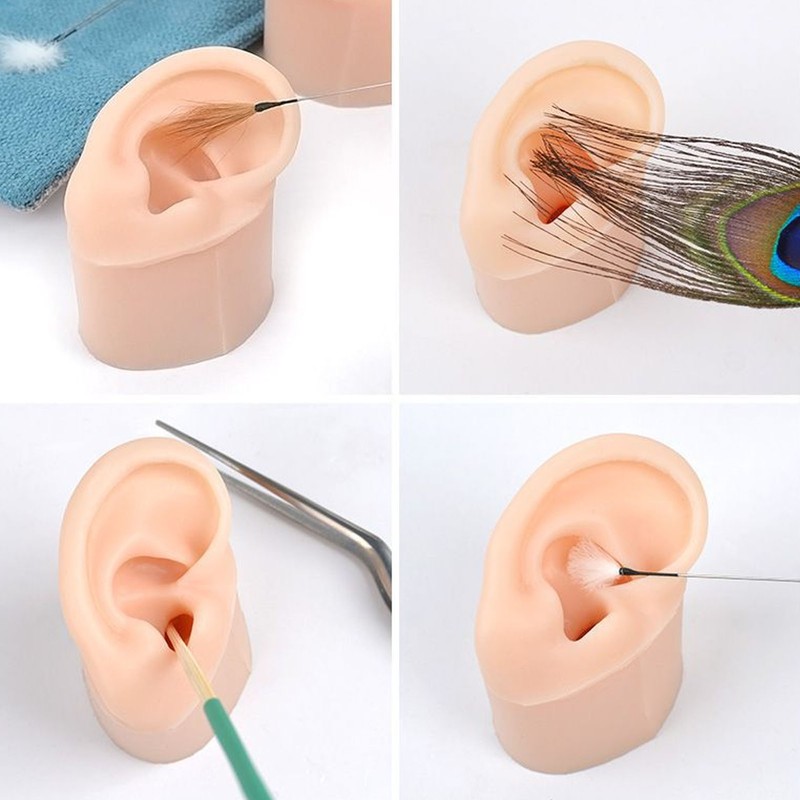 1 Pair Piercing Practice Ear Model Novice Soft Silicone Flexible