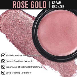 UCANBE Cream Bronzer for Face & Body, Natural Rose Gold Sun-Kissed Glow, Buildable Luminous for Long Lasting Rosy Flushed, Lightweight Illuminating Contouring Blushing Muti-Use Makeup Palette