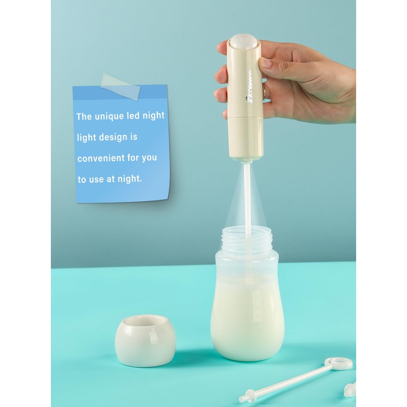 DOOBAANN Handheld Electric Baby Formula Mixer,Electric Milk Frothers,Handheld Drink Mixer(Beige)