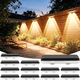 Ccinny Solar Fence Lights Outdoor 12 Pack, 11 Colors & 13 Lighting Modes, IP65 Waterproof Dusk to Dawn LED Fence Lights Solar Powered for Outside Backyard Pool Wall Step Patio Deck Railing