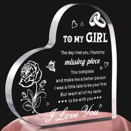 Gifts for Girlfriend, Birthday Anniversary Cute Presents for Women GF Her, I love you Romantic Gift 4.7" x 4.7" Acrylic Heart Plaque