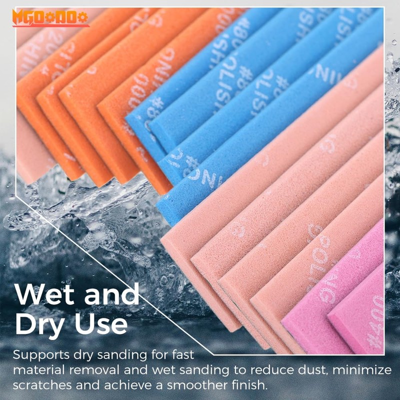 Mgoodoo 30Pcs Model Sanding Sponge Set,6 Grits (400/600/800/1000/1200/1500)