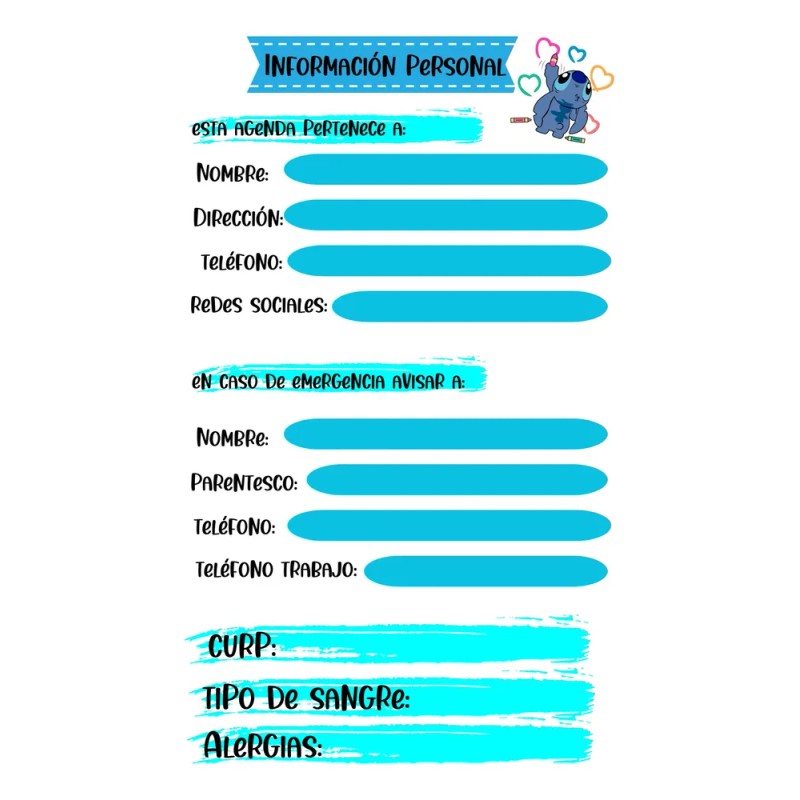 Planificador Planner Semanal Stitch Personalizado