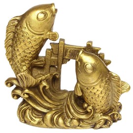 DOUKI YA Feng Shui Goods, Fish, Copper, Dragongate Carp, Good Luck Figurine, Improve Luck