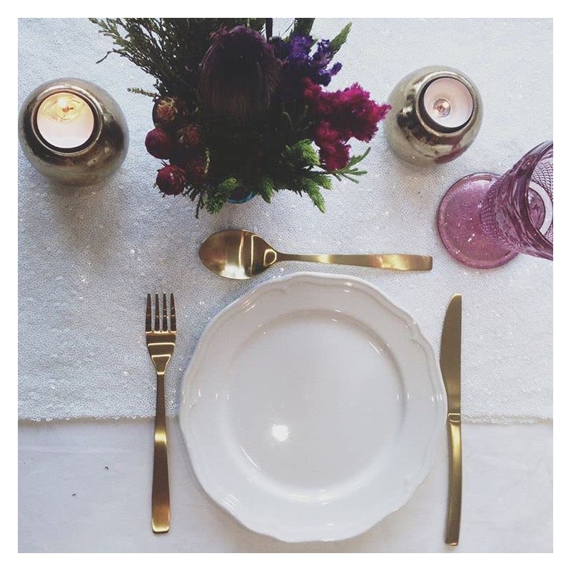 4 Pack Sequin Table Runner 14x80 Inch Wedding White Runner