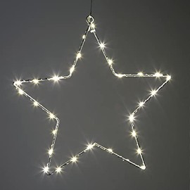 Decorative Light LED Outdoor Star Christmas Star with 30 Warm White LEDs Lighting, Made of Metal, with Timer Function, Christmas Decoration for Outdoor Decoration and Indoor Decoration, White,