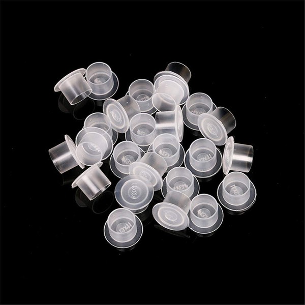 Pack of 300 Disposable Tattoo Plastic Ink Cups Wide Ink Caps Base White, Medium M 12 x 14 mm Tattoo Ink Cups for Tattoo Ink, Tattoo Supplies, Tattoo Kits