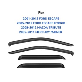 Window Visors Rain Guards Shield for 2001-2012 Ford Escape, Window Wind Deflectors Vent Shades for 2005-2012 Ford Escape Hybrid, 2008-2012 Mazda Tribute, 2005-2011 Mercury Mainer