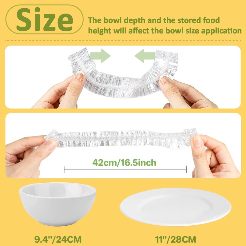 MAQIHAN Reusable Large 200PCS Bowl Covers, Plastic, Round, Cookware-Lids