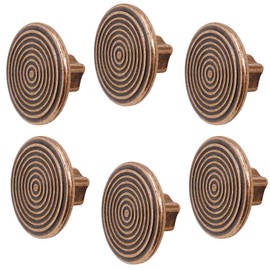 Decoranddecor Mira Spiral Round Cupboard Knob Handle - 40mm Diameter Zinc Alloy (Antique Copper, 6 Pack)