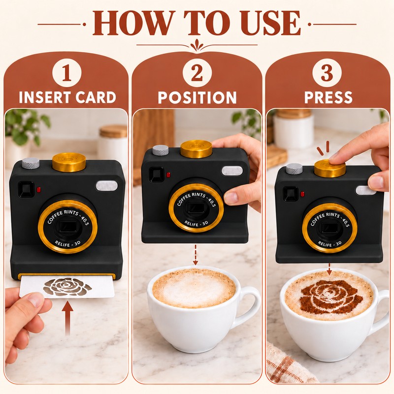 Latte Art Stencil Camera for Coffee Decorating – One Touch