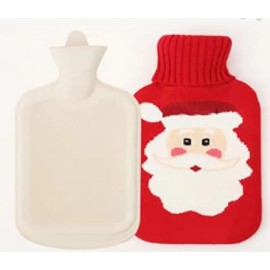 SWISSPACK Hot Water Bottles, 2L Hot Water Bottles with Removable Knitted Cover,Washable Comfortable,Natural Rubber Warm Bag for Neck and Shoulders, Back, Legs,Waist Warm (Santa)