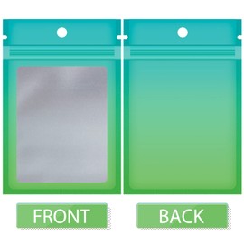 Funfery 100 Pack Mylar Resealable Bags, Clear Gradient Packing Bags for Food Storage, Small Business, Foil Pouch Smell Zipper Proof Bag for Sample Jewelry Eyelash Gloss(Blue Green,4x6in)
