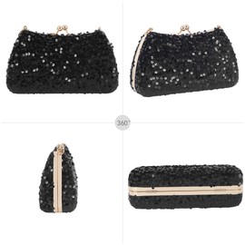 Aisi Women Glitter Sequins Evening Bags Clutch Sparkly Handbags Chain Shoulder Bags Bridal Prom Party Purse