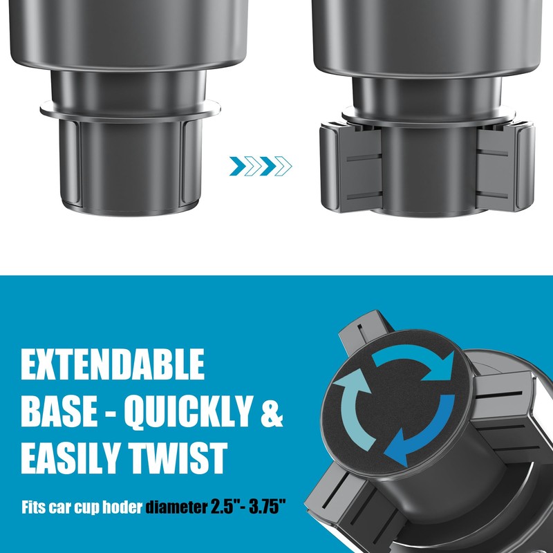 Upgraded Car Cup Holder Expander Adapter with Offset Adjustable Base,