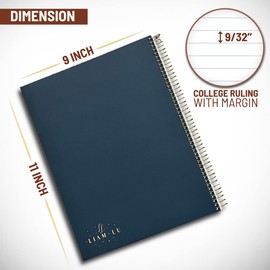 Left Handed Spiral Notebooks College Ruled [3 Pack, 100 Sheets] | 9"x11" | Thick Paper, Gold Spiral Binding, Waterproof Notebook | Trendy and Stylish for Adults, Teens, and Pre-Teens | Single Subject Spiral Notebook | Campus Notebooks