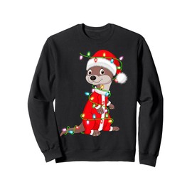 Otter Christmas Lights Santa Costume Cute Animal Xmas Sweatshirt