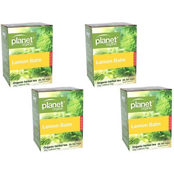 4 x 25 bags PLANET ORGANIC Organic Herbal LEMON BALM Tea ( 100 bags)