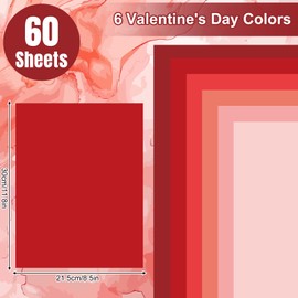 AnyDesign 60 Sheet 8.5 x 11 Inch Valentine's Day Colored Card Stock Paper Thick Paper Cards Red Pink Scrapbook Paper For Prints DIY Arts Crafts Wedding Anniversary Party Supplies, 65lb