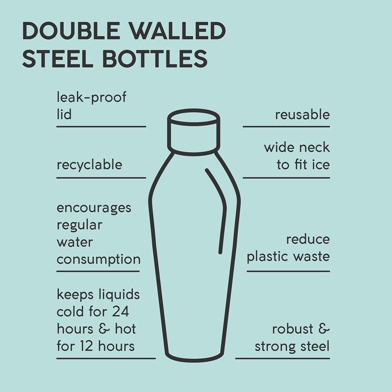 Typhoon Pure Stay Wild Steel Double Walled Water Bottle, 500