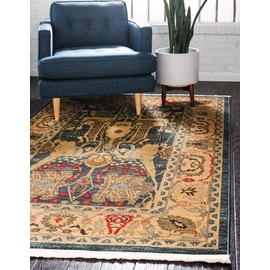Unique Loom Sahand Collection Traditional Geometric Classic Navy Blue Area Rug (7' 0 x 10' 0)