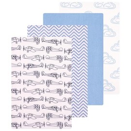 Luvable Friends Hudson Baby Flannel Receiving Blankets 4pk, Blue Airplanes