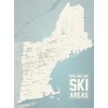 New England Ski Resorts Map 18x24 Poster (Beige & Opal
