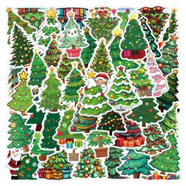 50 Pcs Christmas Tree Stickers for Kids Teens Adults Boys Girls Gift,Christmas Tree Stickers Pack for Laptop,Skateboard,Luggage,Car,Bike, Cup,Computer,Water Bottle Decor,Vinyl Waterproof Stickers