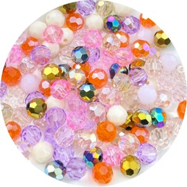 Jmassyang 400 Pieces 4mm Round Faceted Crystal Glass Beads Loose Spacer Beads for DIY Jewelry Making Bracelets Necklaces Earrings Wind Chimes Suncatchers(Pink Mixed)