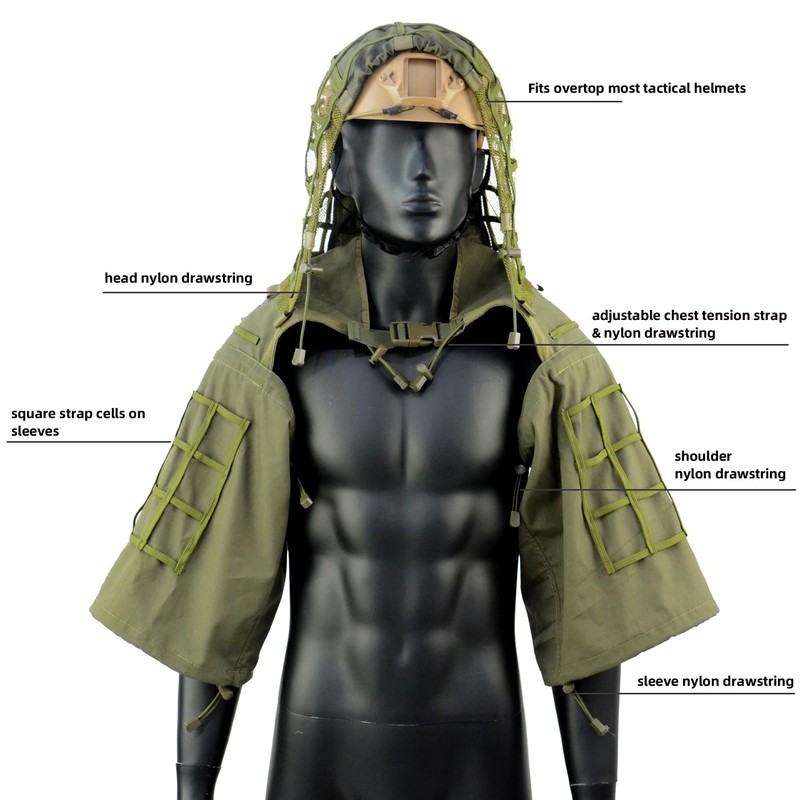 LytHarvest Sniper Ghillie Suit Foundation, Ripstop, Camouflage Tactical Ghillie Hood