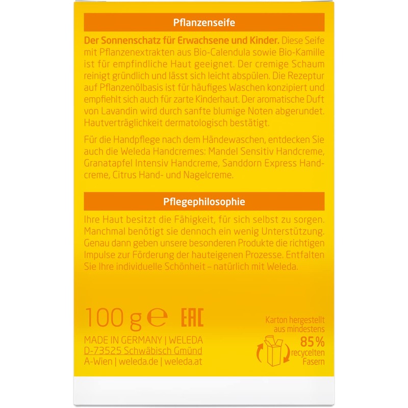 WELEDA Organic Calendula Plant Soap, Vegan Natural Cosmetics Hand Soap